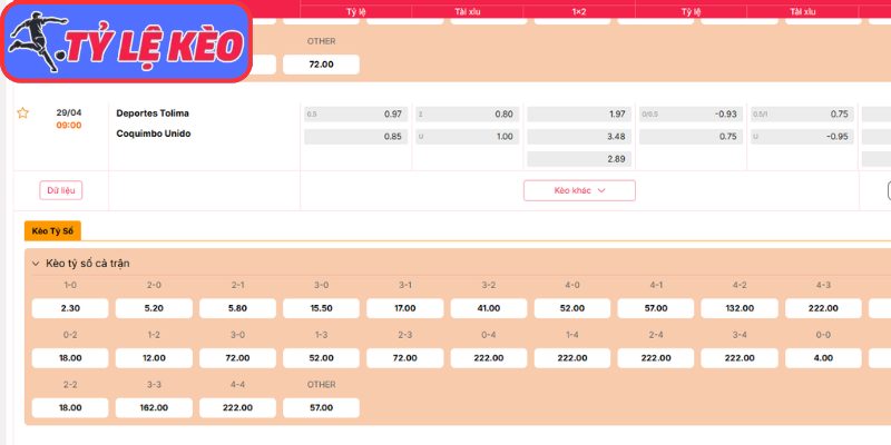 Kèo châu Á trận Deportes Tolima vs Coquimbo Unido (09:00 29/04 | Cúp Nam Mỹ)