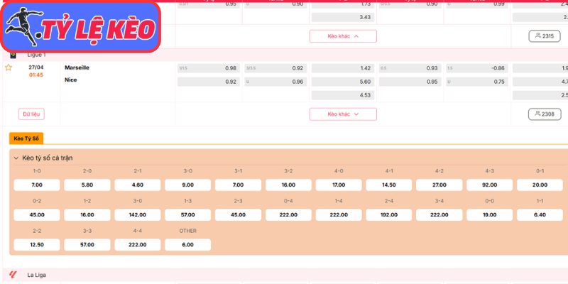 Kèo tài xỉu trận Marseille vs Nice (01:45 27/04 | Ligue 1)