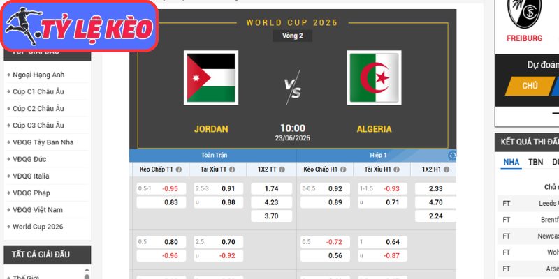 Soi Kèo Jordan Vs Algeria 10h00 Ngày 23/06/2026 3 Kèo châu Á trận Jordan vs Algeria (10:00 23/06/2026, Bảng J - World Cup)