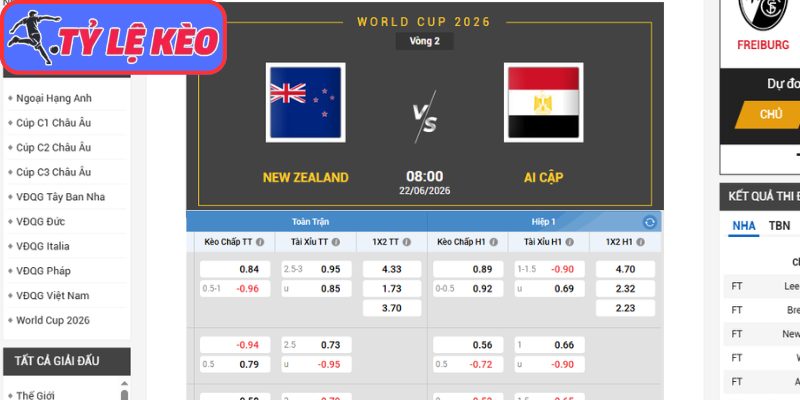 Soi Kèo New Zealand Vs Ai Cập 08h00 Ngày 22/06/2026 3 Kèo châu Á trận New Zealand vs Ai Cập (08:00 22/06/2026, Bảng G - World Cup)