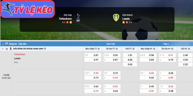Kèo châu Á trận Tottenham Hotspur vs Leeds United (02:00 12/05 | Ngoại Hạng Anh)